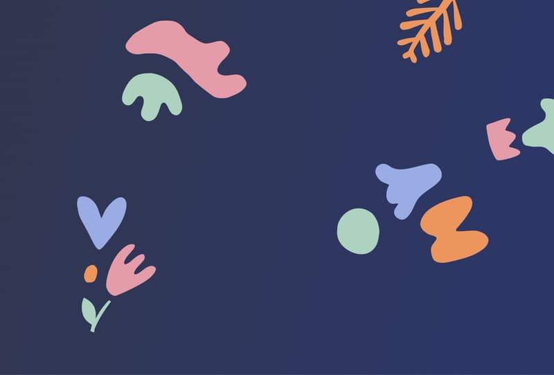 Navy backdrop with playful pastel shapes for the Play Time kindergarten theme preview
